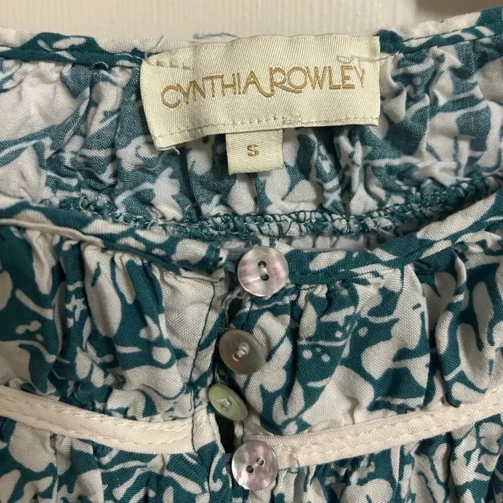 4/$25‎ Cynthia Rowley Floral Balloon Sleeve Smocked Top Small - Picture 2 of 4